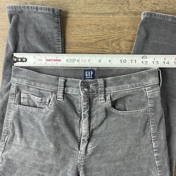 GAP Women’s High Rise Grey Velvet True Skinny Pants, size 26 - Picture 4 of 10